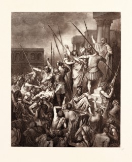 SAINT PAUL RESCUED FROM THE MULTITUDE, BY GUSTAVE DORE, 1832 - 1883, French. Engraving for the