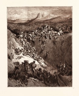SAMSON DESTROYING THE PHILISTINES WITH THE JAWBONE OF AN ASS, BY GUSTAVE DORE