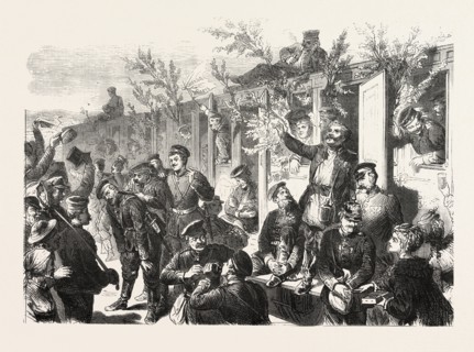 FRANCO-PRUSSIAN WAR: ARRIVAL OF THE 17th REGIMENT INFANTRY AT THE RAILWAY STATION OF DUSSELDORF