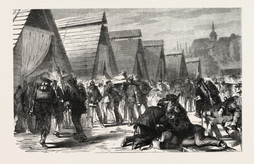 FRANCO-PRUSSIAN WAR: HUTS AMBULANCES ESTABLISHED IN SOULTZ FOR MEN SERIOUSLY INJURED IN BATTLE OF