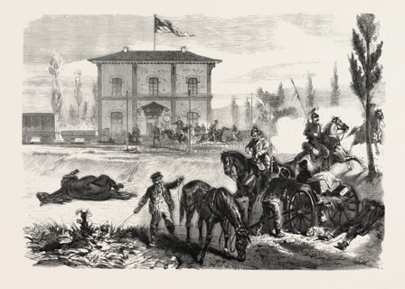 FRANCO-PRUSSIAN WAR: THE RAILWAY STATION OF COURCELLES IN THE MORNING OF 16 AUGUST 1870