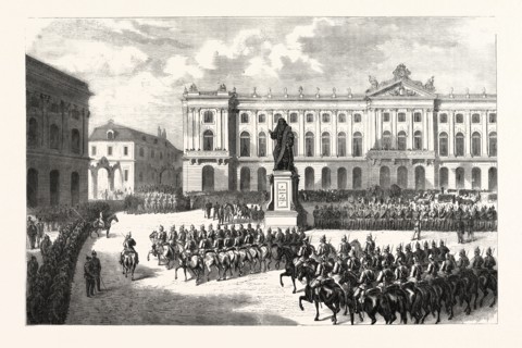 FRANCO-PRUSSIAN WAR: PRUSSIAN TROOPS ARRIVAL ON THE PLACE STANISLAS, NANCY, 15 AUGUST 1870