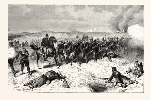 FRANCO-PRUSSIAN WAR: PRUSSIAN GUARD AT THE BATTLE OF SEDAN IN THE MORNING OF SEPTEMBER 1 1870