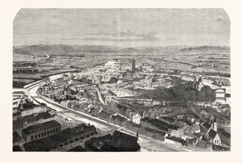FRANCO-PRUSSIAN WAR: STRASBOURG, A BIRD'S EYE VIEW 1870