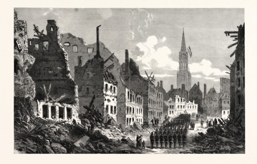 FRANCO-PRUSSIAN WAR:  RUE DES PIERRES, STRASBOURG, Sunday, Oct. 2, AFTER THE SURRENDER 1870