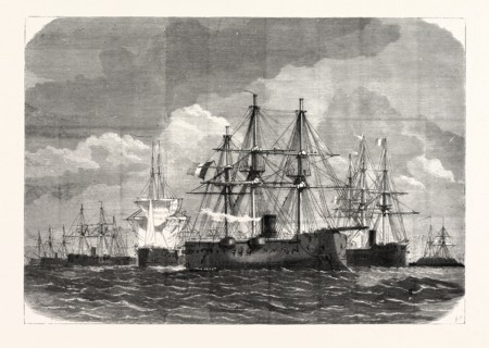 FRANCO-PRUSSIAN WAR: BLOCKADE OF THE BALTIC SEA, Armored FRENCH FLEET NEAR HELGOLAND, 11 AUGUST