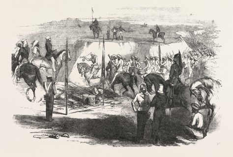 THE SIKH CAVALRY DELIVELING UP THEIR ARMS AT RAWUL PINDEE, MARCH 14, 1849