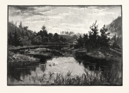 CREDIT RIVER, CANADA, NINETEENTH CENTURY ENGRAVING