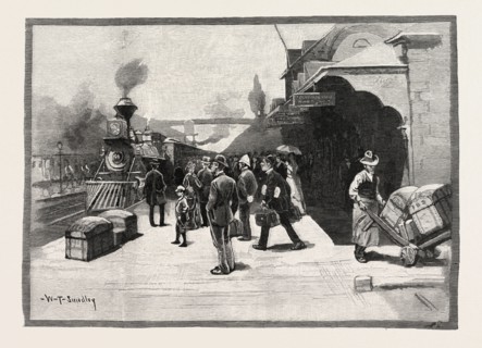 GREAT WESTERN RAILWAY STATION, HAMILTON, CANADA, NINETEENTH CENTURY ENGRAVING