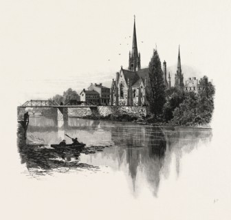 NEW PRESBYTERIAN CHURCH, GALT, CANADA, NINETEENTH CENTURY ENGRAVING