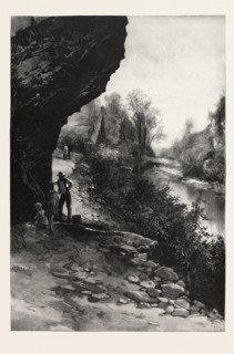 ECHO CAVE, IRVINE RIVER, CANADA, NINETEENTH CENTURY ENGRAVING