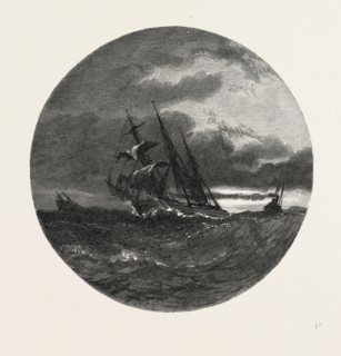 A STORM ON LAKE ERIE, CANADA, NINETEENTH CENTURY ENGRAVING