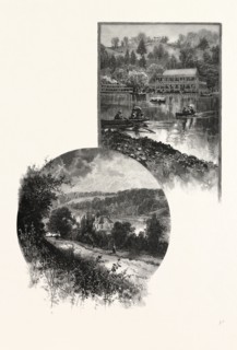 THE THAMES VALLEY, BELOW LONDON (LEFT); SPRINGBANK (RIGHT), CANADA, NINETEENTH CENTURY ENGRAVING