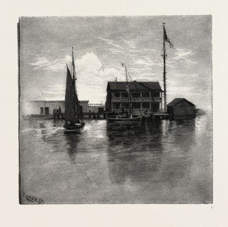 CLUB HOUSE, ST. CLAIR FLATS, CANADA, NINETEENTH CENTURY ENGRAVING