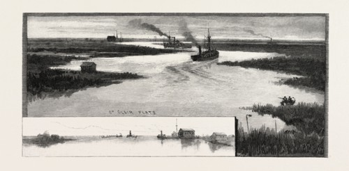 ALONG THE ST. CLAIR FLATS, CANADA, NINETEENTH CENTURY ENGRAVING
