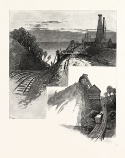 SALT WORKS ON LAKE HURON, CANADA, NINETEENTH CENTURY ENGRAVING