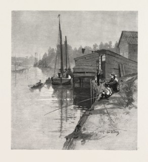EVENING AT SOUTHAMPTON, CANADA, NINETEENTH CENTURY ENGRAVING