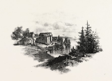 A FISHING STATION ON LAKE HURON, CANADA, NINETEENTH CENTURY ENGRAVING