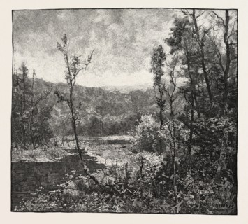 AMONG THE MOUNTAINS NEAR OWEN SOUND, CANADA, NINETEENTH CENTURY ENGRAVING