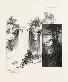 EUGENIA FALLS, AND A GLIMPSE OF GEORGIAN BAY, CANADA, NINETEENTH CENTURY ENGRAVING