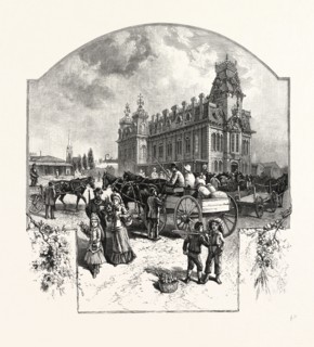 GEORGIAN BAY AND THE MUSKOKA LAKES, TOWN HALL AND MARKET, BARRIE, CANADA, NINETEENTH CENTURY