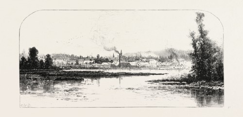 ORILLIA, FROM THE NARROWS, CANADA, NINETEENTH CENTURY ENGRAVING