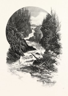 SOUTH MUSKOKA FALLS, CANADA, NINETEENTH CENTURY ENGRAVING
