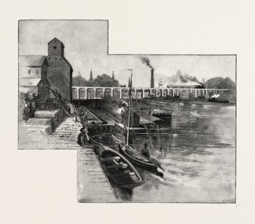 RAILWAY VIADUCT, PORT HOPE, CANADA, NINETEENTH CENTURY ENGRAVING