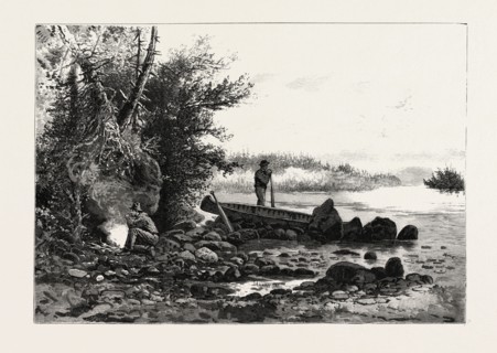 CENTRAL ONTARIO, WATCHING FOR DEER, CANADA, NINETEENTH CENTURY ENGRAVING