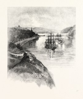 THE LOWER ST. LAWRENCE AND THE SAGUENAY, CHICOUTIMI, CANADA, NINETEENTH CENTURY ENGRAVING