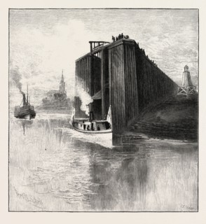 NEW BRUNSWICK, WHARF AT ST. ANDREWS, CANADA, NINETEENTH CENTURY ENGRAVING