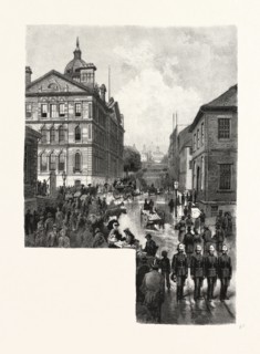 NOVA SCOTIA, LOOKING UP GEORGE STREET, HALIFAX, CANADA, NINETEENTH CENTURY ENGRAVING