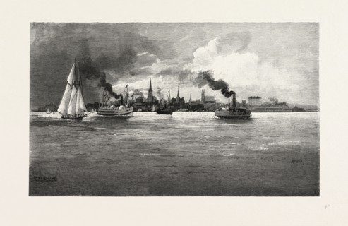 PRINCE EDWARD ISLAND, CHARLOTTETOWN, CANADA, NINETEENTH CENTURY ENGRAVING