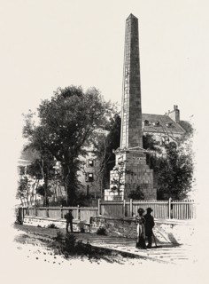MONUMENT TO WOLFE AND MONTCALM., CANADA, NINETEENTH CENTURY ENGRAVING