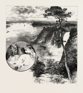 LOOKING TOWARDS QUEBEC, FROM MONTMORENCY, CANADA, NINETEENTH CENTURY ENGRAVING