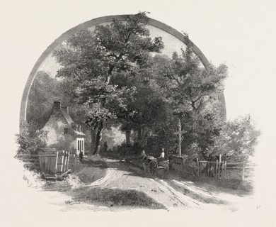 ON THE ROAD TO ST. JOACHIM, CANADA, NINETEENTH CENTURY ENGRAVING