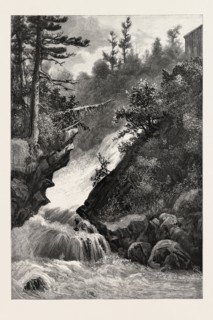 FRENCH CANADIAN LIFE, FALLS OF LORETTE, CANADA, NINETEENTH CENTURY ENGRAVING