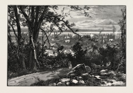 MONTREAL FROM THE MOUNTAIN, CANADA, NINETEENTH CENTURY ENGRAVING