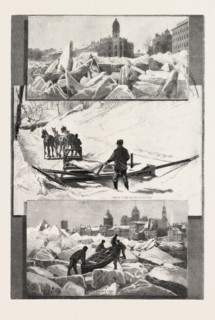 MONTREAL WINTER SCENES, CANADA, NINETEENTH CENTURY ENGRAVING
