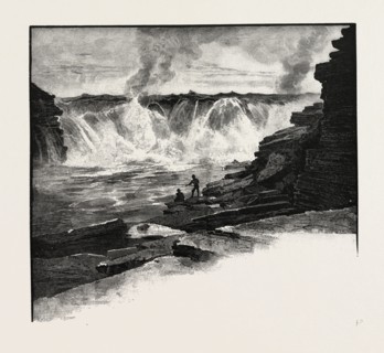 OTTAWA, CHAUDIERE FALLS, CANADA, NINETEENTH CENTURY ENGRAVING