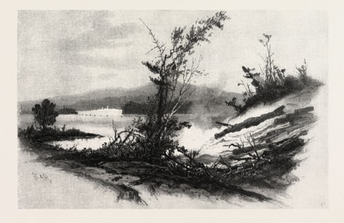 QUIO, FROM THE CHATS, CANADA, NINETEENTH CENTURY ENGRAVING