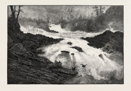 FALLS OF THE CALUMET, CANADA, NINETEENTH CENTURY ENGRAVING