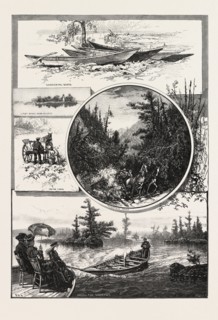 SCENES ON THE UPPER OTTAWA, CANADA, NINETEENTH CENTURY ENGRAVING