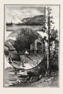 LUMBERING ON THE UPPER OTTAWA, CANADA, NINETEENTH CENTURY ENGRAVING