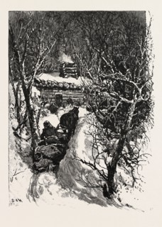 A JOBBER'S SHANTY, LUMBERING, CANADA, NINETEENTH CENTURY ENGRAVING