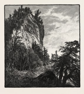 A LAURENTIAN BLUFF, CANADA, NINETEENTH CENTURY ENGRAVING