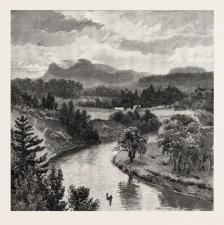 THE UPPER LAKES, Pointe de Meuron, CANADA, NINETEENTH CENTURY ENGRAVING