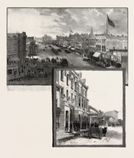 MANITOBA, MAIN STREET WINNIPEG, CANADA, NINETEENTH CENTURY ENGRAVING