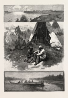 SCENES ALONG THE NELSON RIVER, CANADA, NINETEENTH CENTURY ENGRAVING