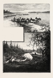 ON THE GREAT AND LITTLE CHURCHILL RIVERS, CANADA, NINETEENTH CENTURY ENGRAVING